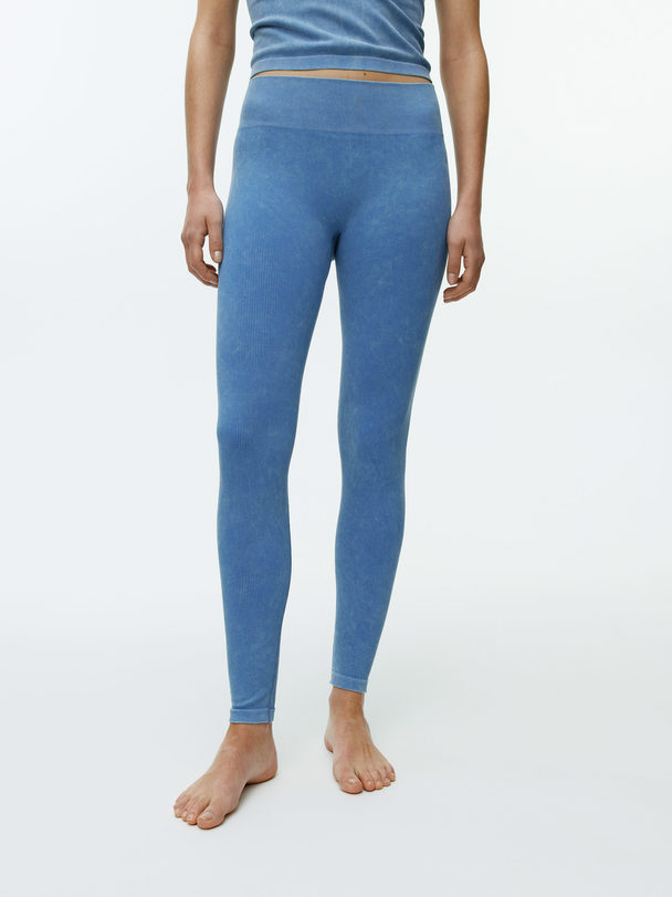 ARKET Ribbed Seamless Tights Washed Blue