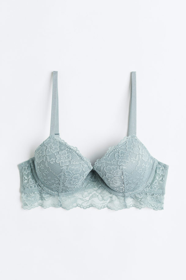 H&M Padded Underwired Lace Bra Light Turquoise
