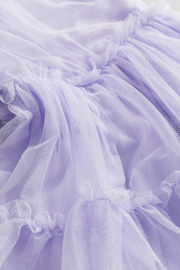 H&M Frill-trimmed Tulle Dress Purple