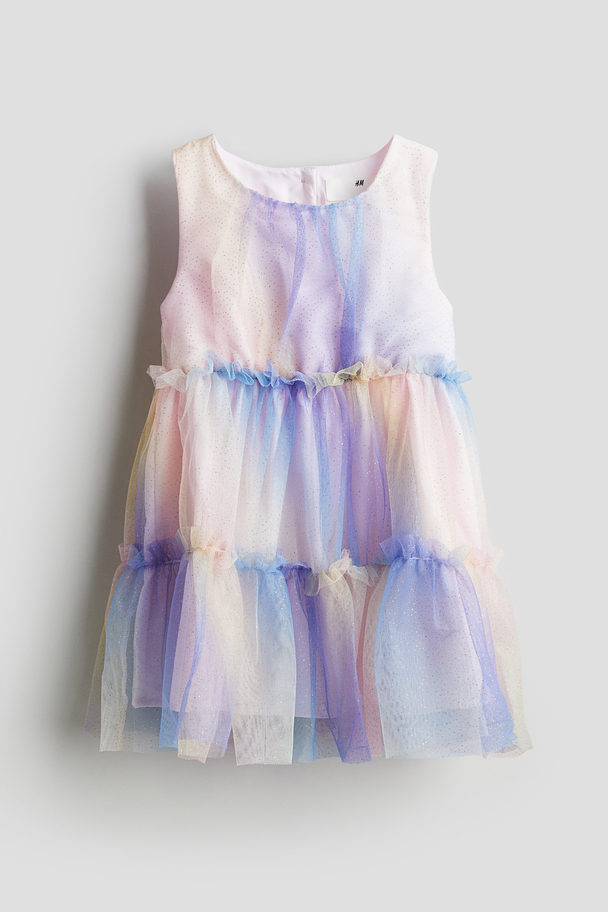 H&M Frill-trimmed Tulle Dress Blue/gradient