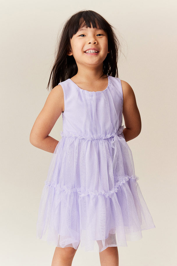 H&M Frill-trimmed Tulle Dress Purple