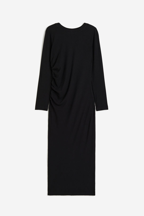 H&M Gerafftes Bodycon-Kleid Schwarz