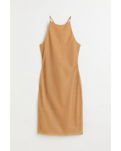 Ribbed Bodycon Dress Gold-coloured