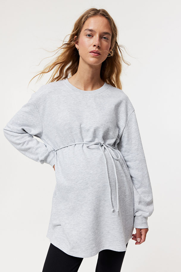 H&M Mama Sweater Met Strikceintuur Lichtgrijs