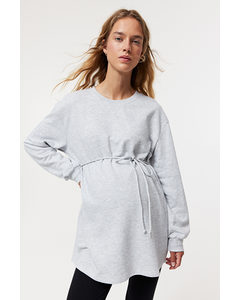 MAMA Sweatshirt mit Bindegürtel Hellgrau