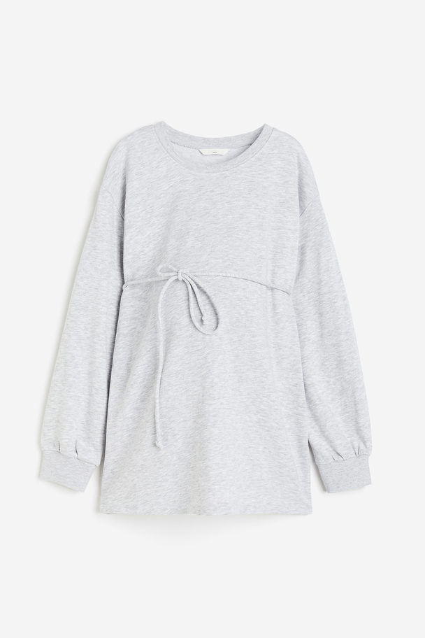 H&M Mama Sweater Met Strikceintuur Lichtgrijs