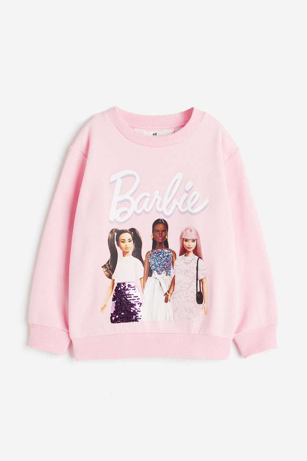 H&M Printed Sweatshirt Light Pink/barbie