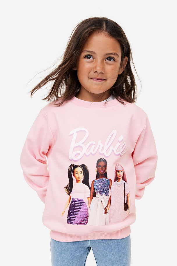 H&M Sweatshirt Med Tryck Ljusrosa/barbie