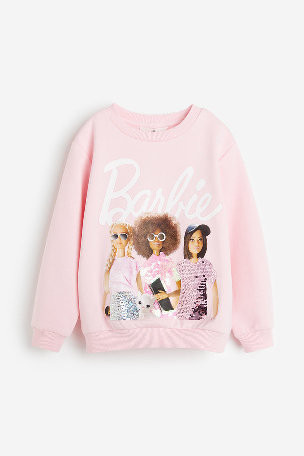 H&M Printed Sweatshirt Light Pink/barbie