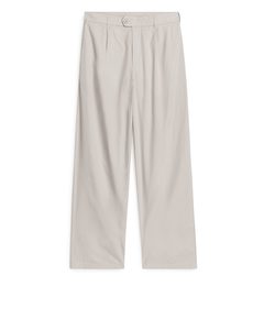 Loose-fit Cotton Trousers Beige