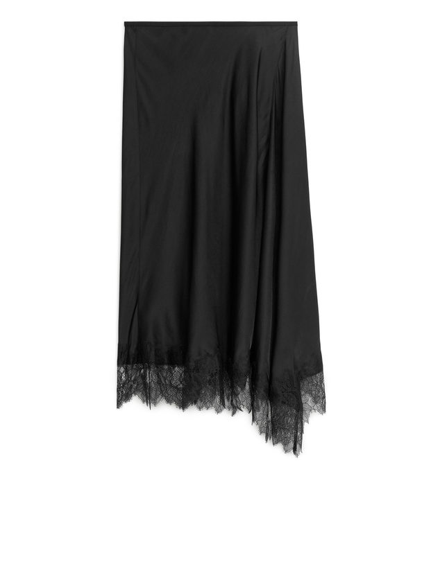 ARKET Lace-trim Skirt Black