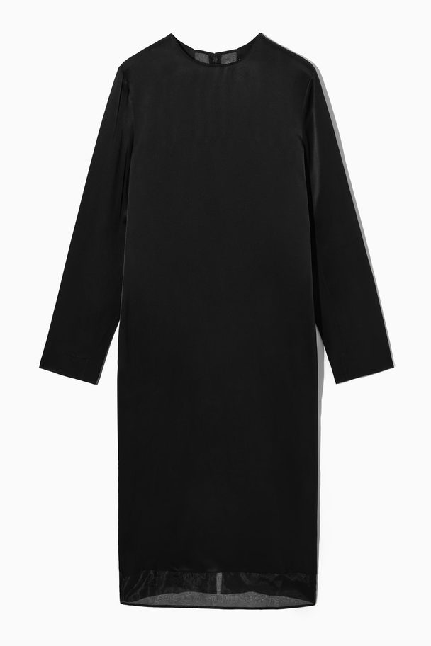 COS Organza-panelled Midi Dress Black