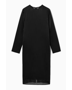 Organza-panelled Midi Dress Black