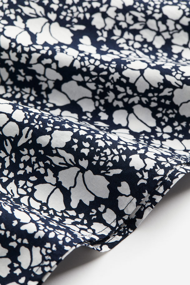 H&M Patterned Cotton Blouse Navy Blue/patterned
