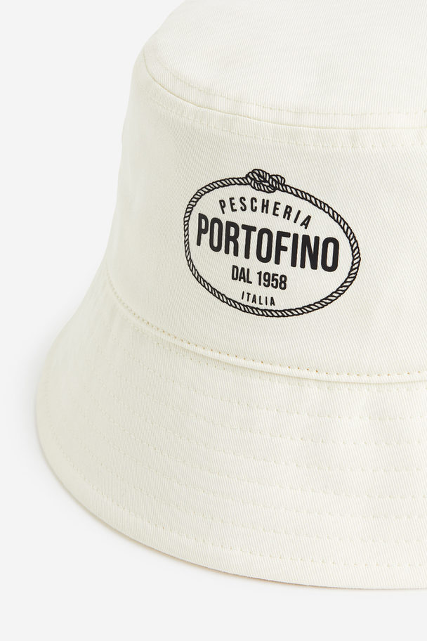 H&M Bucket Hat aus Baumwolle Cremefarben/Portofino