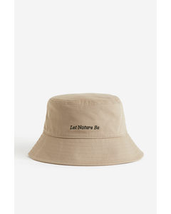 Bucket Hat aus Baumwolle Beige/Let Nature Be