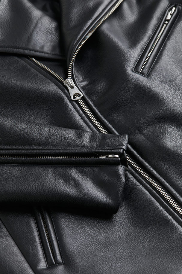 H&M Regular Fit Biker Jacket Black