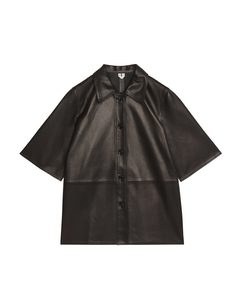 Short-sleeve Leather Shirt Black