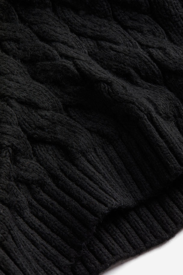 H&M Cable-knit Turtleneck Jumper Black