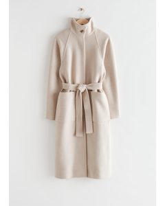 Relaxed Belted Wool Coat Oatmeal