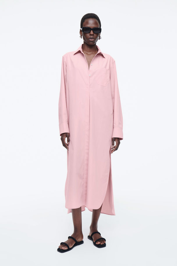 COS Collared Midi Shirt Dress Pink