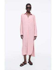 Collared Midi Shirt Dress Pink