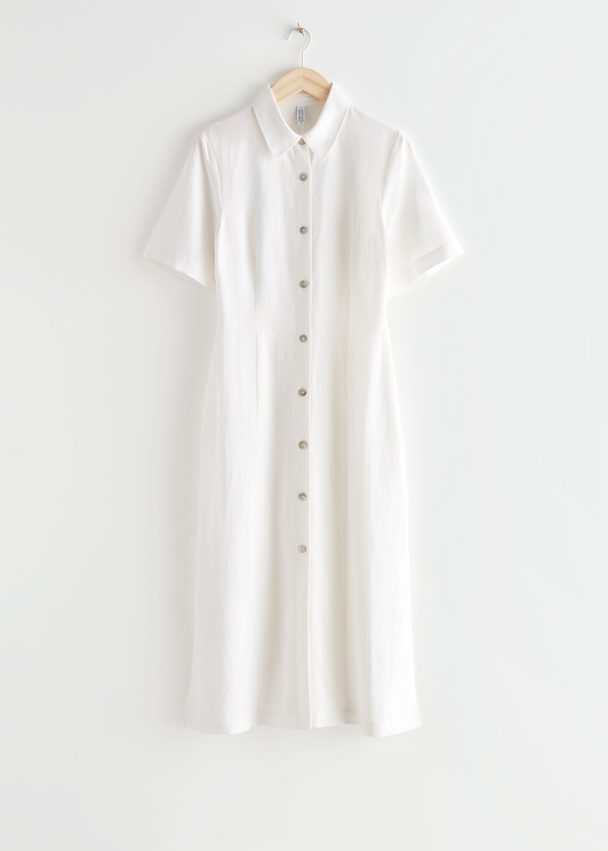 & Other Stories Shell Button Shirt Midi Dress White
