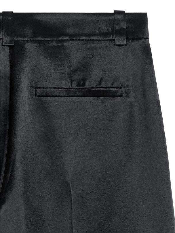 ARKET Wide-leg Satin Trousers Charcoal Black