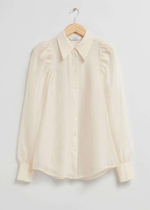 & Other Stories Puff Sleeve Blouse Ivory