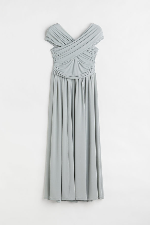 H&M Drapiertes Off-Shoulder-Kleid Mintgrün