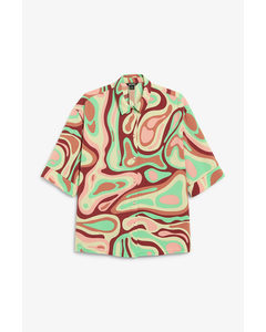 Boxy Short Sleeve Shirt Multi Coloured Pattern