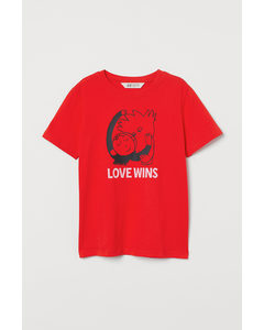 T-shirt Med Tryk Rød/love Wins