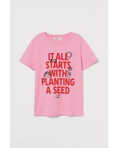 T-shirt Med Tryk Rosa/planting A Seed