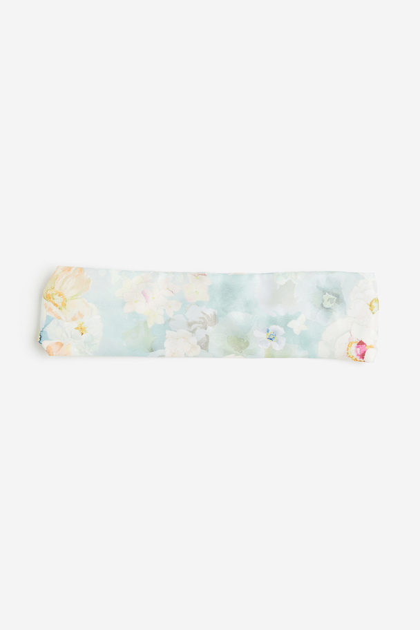 H&M Haarband Met Dessin Lichtblauw/bloemen
