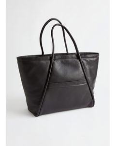 Padded Leather Tote Bag Black