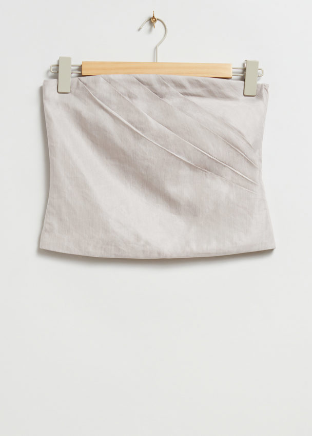 & Other Stories Pleated Detail Tube Top Light Grey