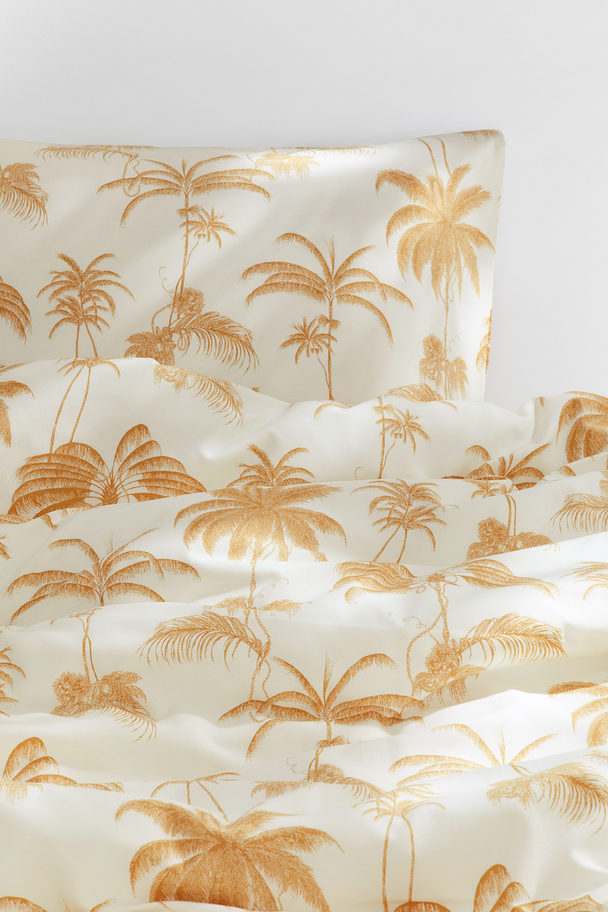 H&M HOME Patterned Single Duvet Cover Set Yellow/palm Trees