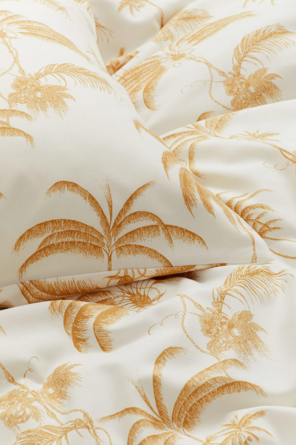 H&M HOME Patterned Single Duvet Cover Set Yellow/palm Trees