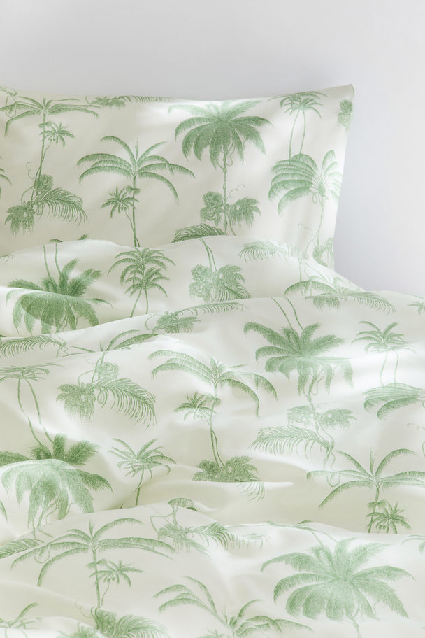 H&M HOME Dekbedset Met Dessin - Eenpersoons Groen/palmbomen