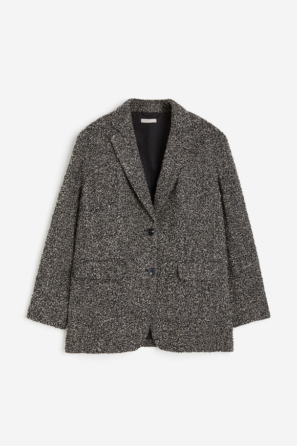 H&M Oversized Blazer Grey/herringbone-patterned