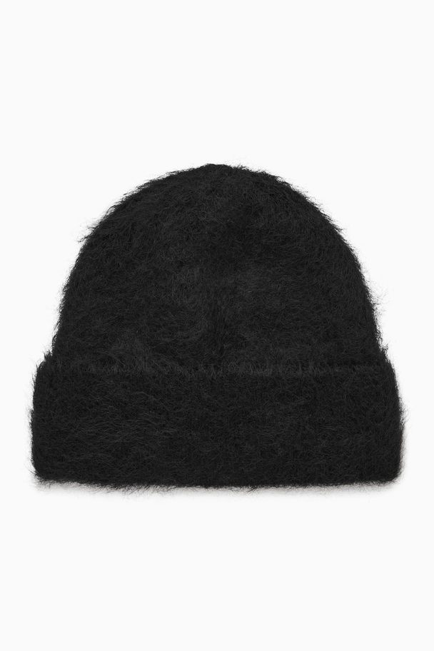 COS Textured Knitted Beanie Hat Black