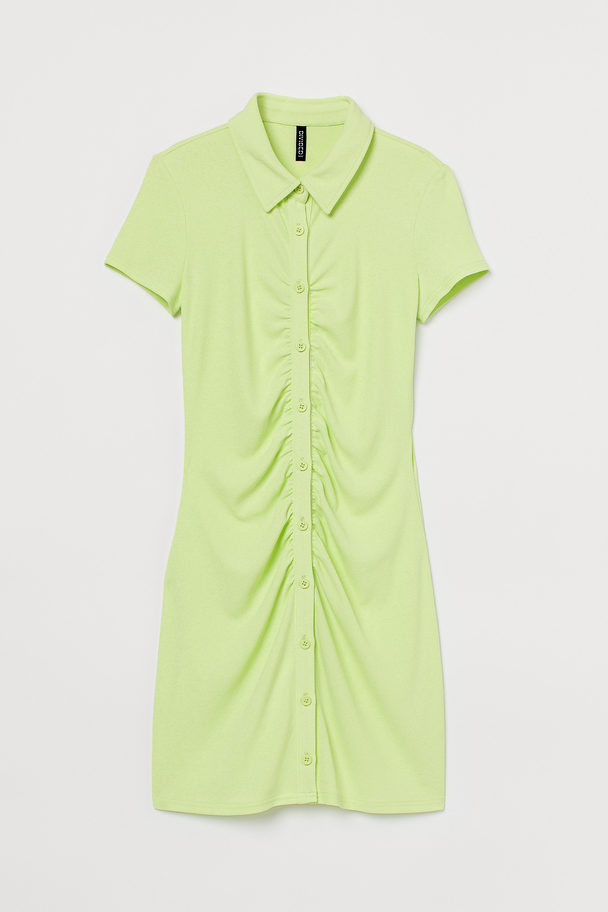 H&M Durchgeknöpftes Kleid Helles Neongrün