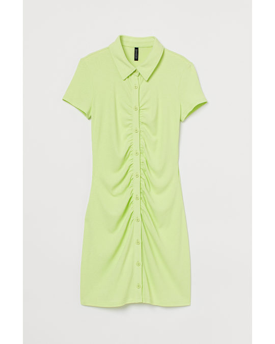 H&M Button-front Dress Light Neon Green