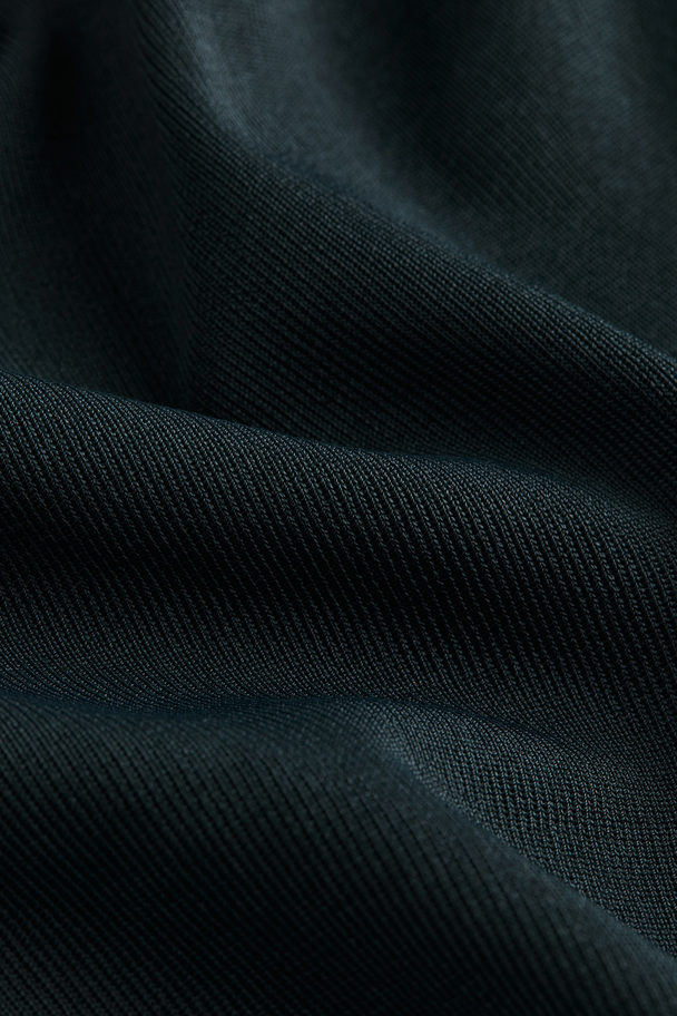 H&M Rib-knit Off-the-shoulder Top Dark Green
