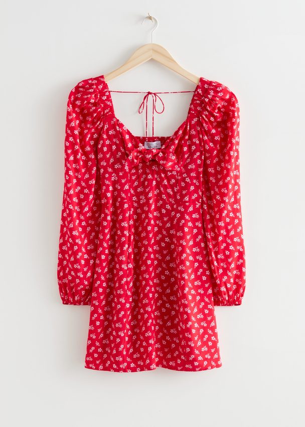 & Other Stories Bow Detail Mini Dress Red Florals
