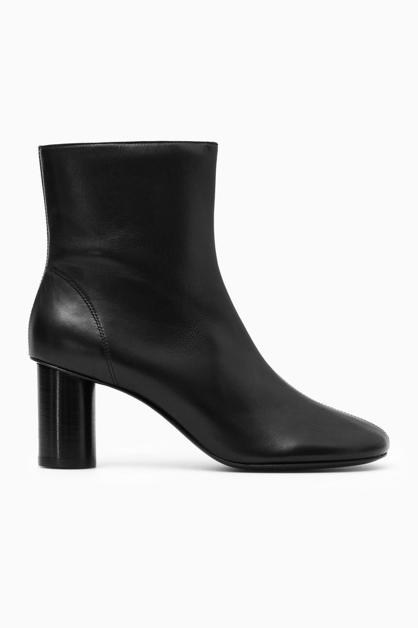 COS Cylinder-heel Leather Sock Boots Black