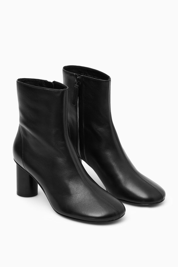 COS Cylinder-heel Leather Sock Boots Black