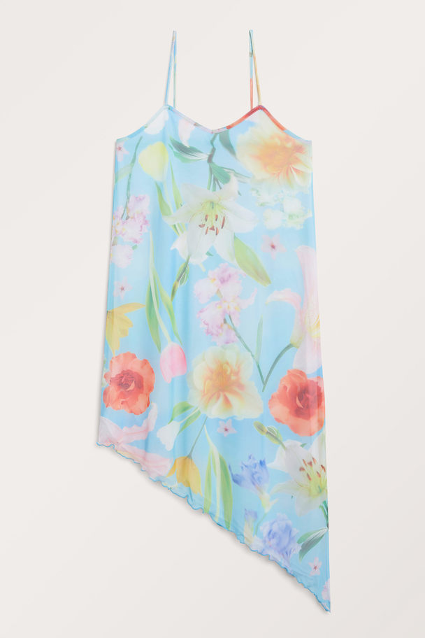 Monki Asymmetrisk Slipklänning I Mesh Digitalt Blommönster