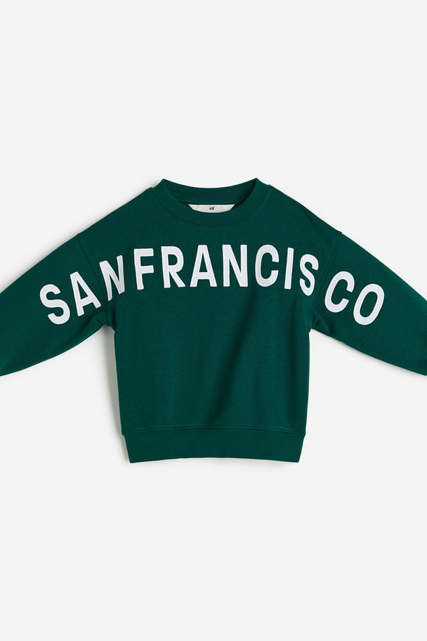 H&M Oversized Sweatshirt Dark Green/san Francisco