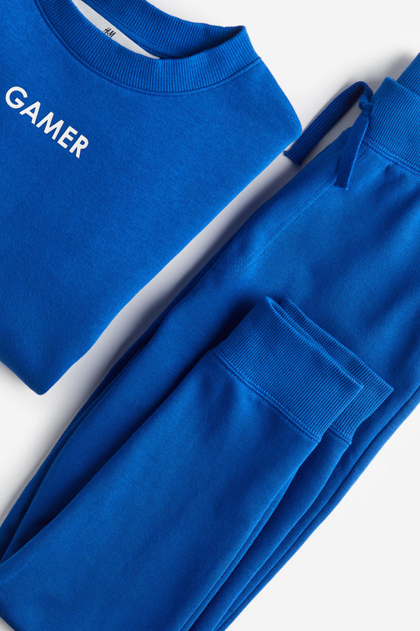 H&M 2-piece Sweatshirt Set Bright Blue/gamer